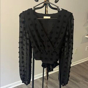 Altar'd State Black Textured Wrap Blouse